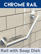 Chrome Angled Grab Rail With Soap Dish