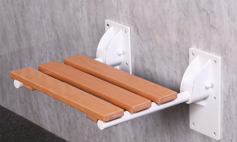 Slatted Hinged Shower Seat White