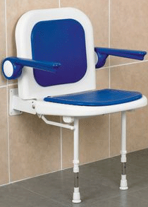 Shower Seat Wall Mounted With Arms & Padded Back 