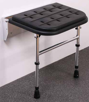 Premium black padded wall mounted shower seat with legs