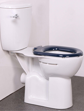Close Coupled Doc M Toilet With Blue Seat