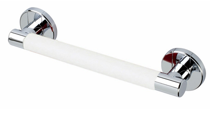 Straight White Chrome Grab Bar Rail